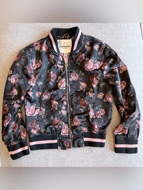 Urban Republic Dark Moody Floral Bomber Jacket Girls 6X Whimsygoth Coquette Moto